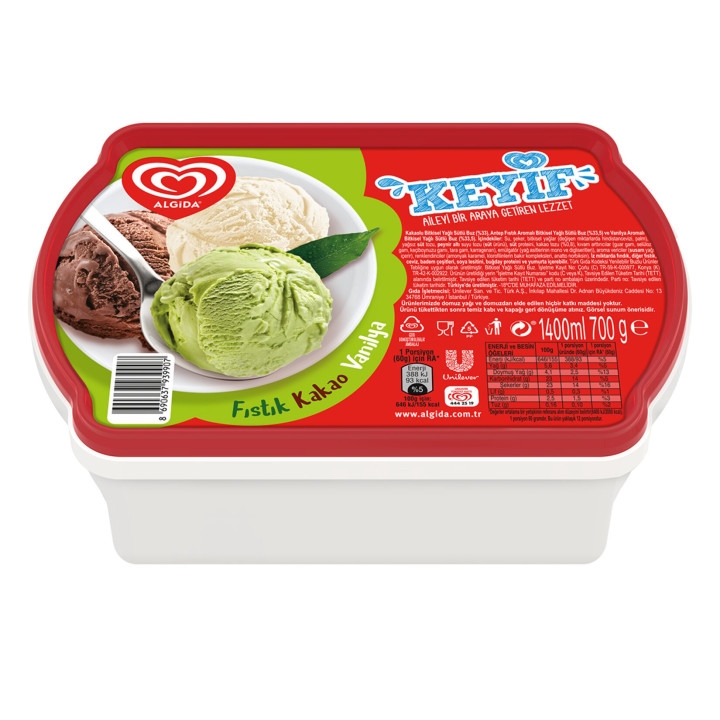 ALGİDA KEYİF FISTIK KAKAO VANİLYA 1400 ml