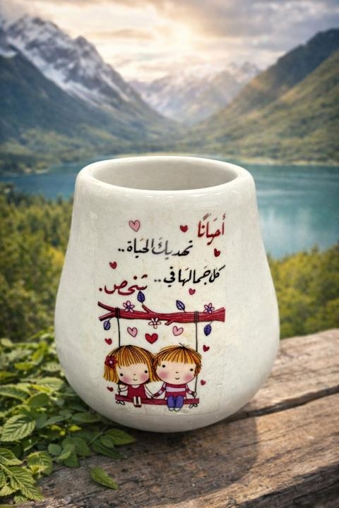 كاسة متة مكتوب عليها - أحياناً تهديك الحياة كل جمالها في شخص