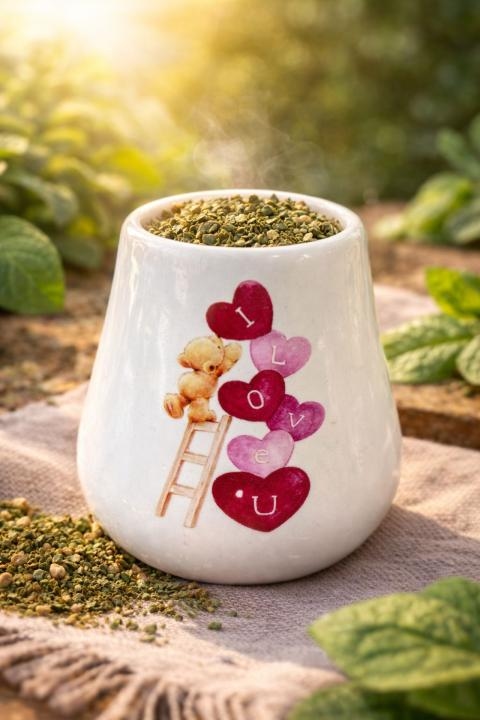 كاسة متة مكتوب عليها i love you