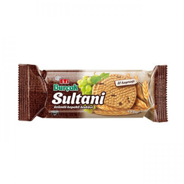 ETİ BURÇAK SULTANİ ÜZÜMLÜ KEPEKLİ BİSKÜVİ 123 G