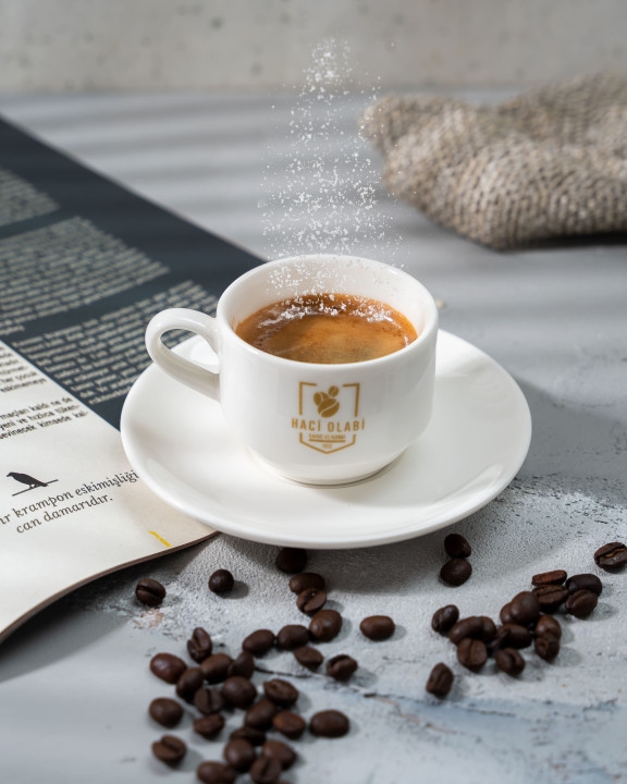 Double Espresso with coffee mat