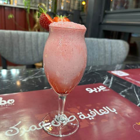 Banana milk and strawberry cocktail