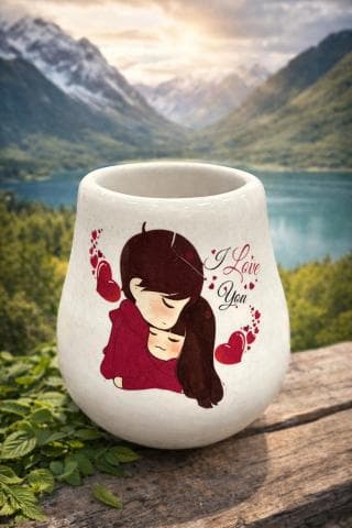كاسة متة مكتوب عليها - I LOVE YOU