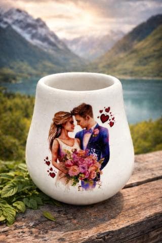 كاسة متة مع صورة عرسان