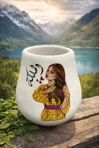 كاسة متة مكتوب عليها - الملكة مع صورة