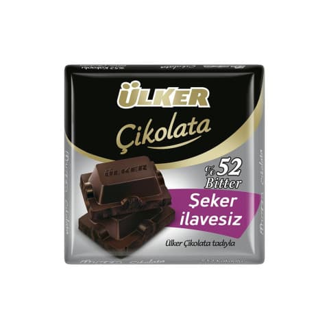 ÜLKER 52 BITTER ÇIKOLATA ŞEKER İLAVESİZ 60 G