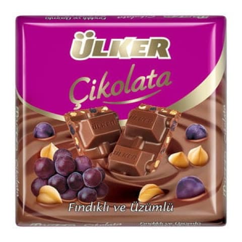 ÜLKER ÇİKOLATA FINDIKLI VE ÜZÜMLÜ 60 G