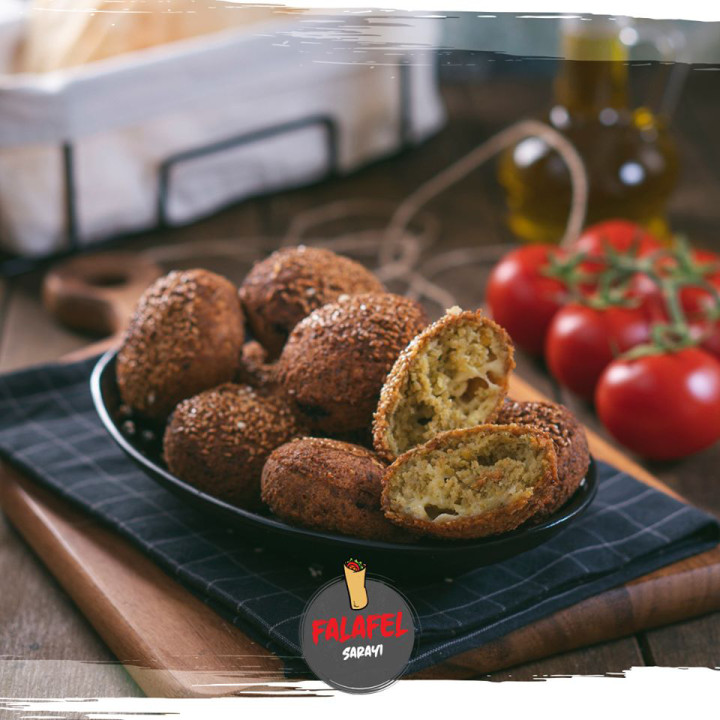 Falafel saray stuffed with onions and sumac