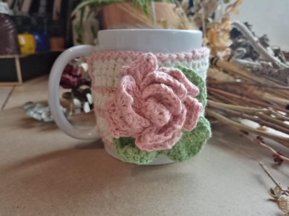 Pink Flower Mug Cover